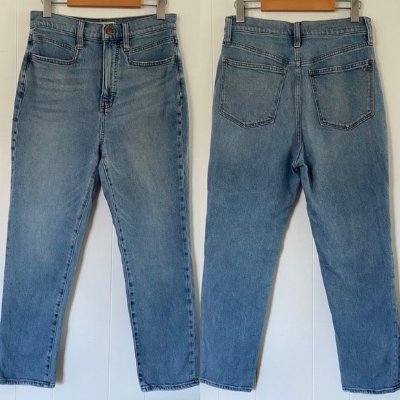 Madewell The Momjean Florian Wash TENCEL Denim Yoke-Pocket Blue Retro High Rise - Picture 2 of 13